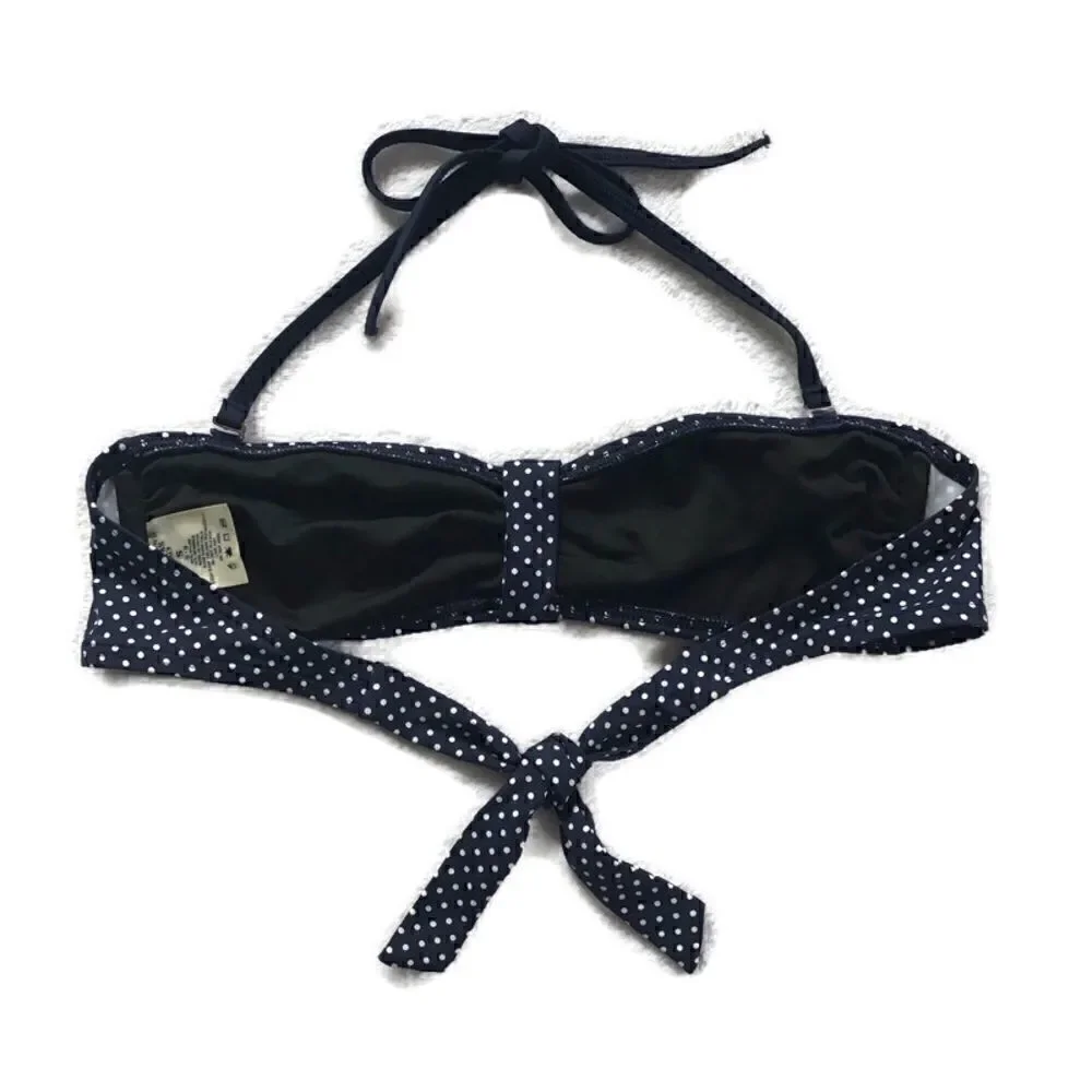 Lands End Polka Dot Halter Bandeau Bikini Top